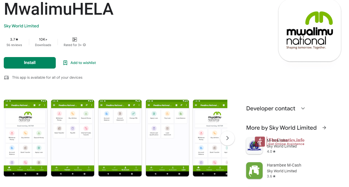 MwalimuHela Mobile Banking App